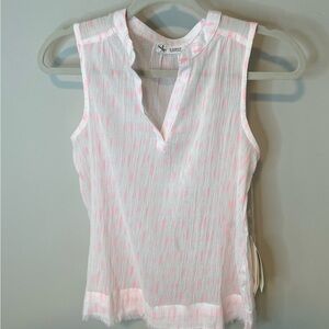 Carve Designs Pink and White Sheer Sleeveless Blouse